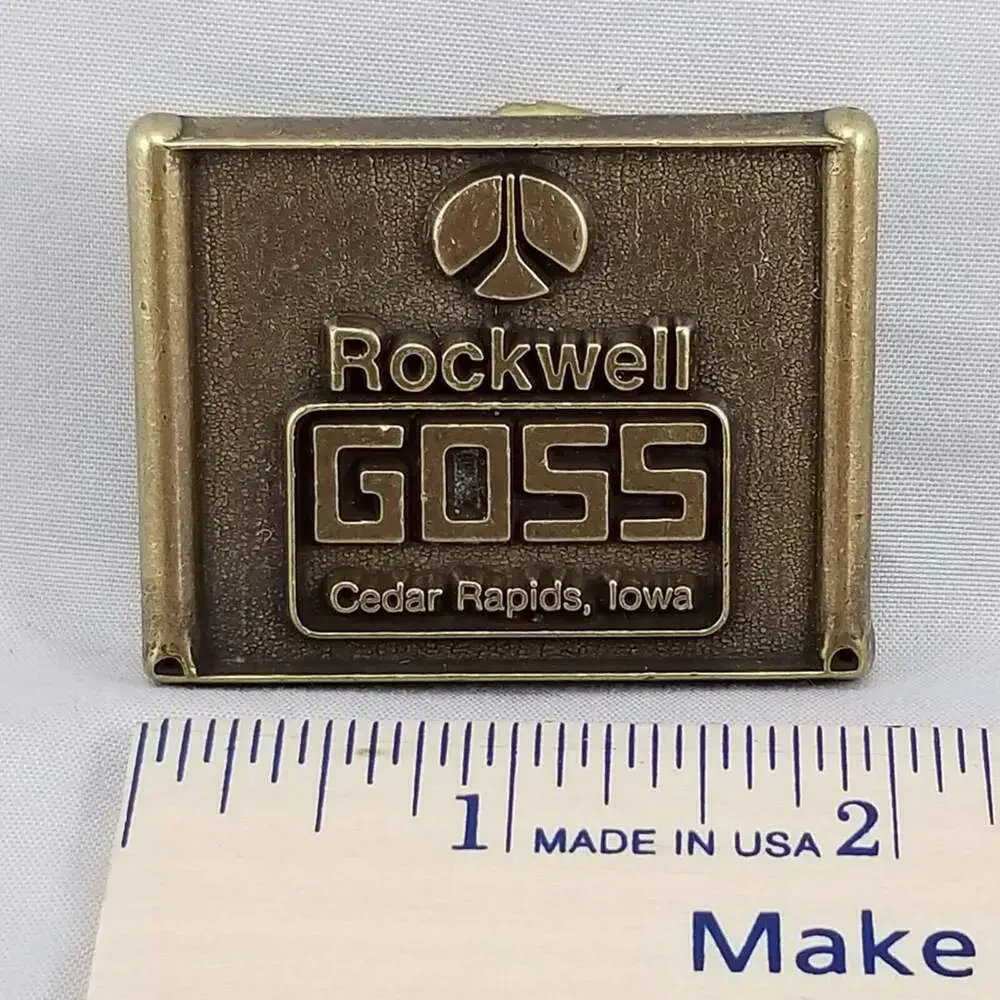 Rockwell Goss Cedar Rapids Iowa Belt Buckle Made‎ in USA Vintage